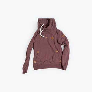 Wanakome Maroon Hoodie with Leather Detail